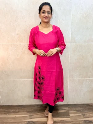 Premium Rayon top with exclusive machine embroidered work on yoke (Aline pattern)