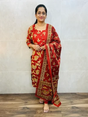 Printed Jaipur cotton top (cotton lining) paired with printed cotton dupatta and cotton bottom (straight cut)