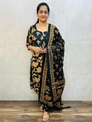 Printed Jaipur cotton top (cotton lining) paired with printed cotton dupatta and cotton bottom (straight cut)