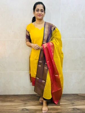 TOP ONLY-Kanchi cotton top (cotton lining) with allover zari weavings