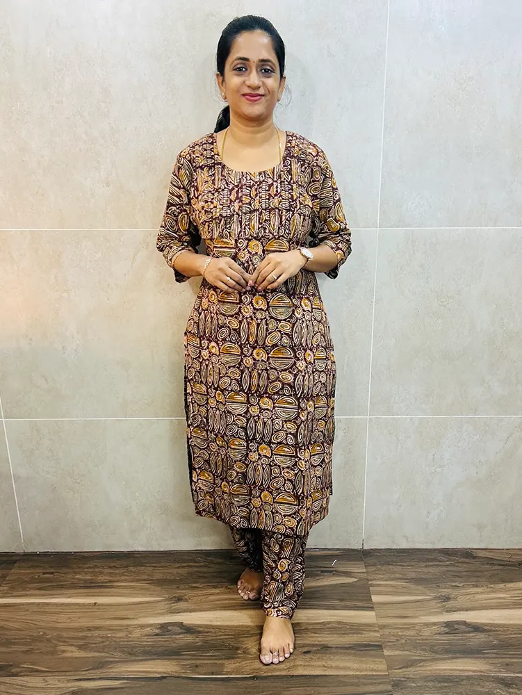 TOP ONLY-Natural dyed Kalamkari printed cotton top (cotton lining)