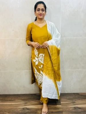 Soft muslin silk top (crepe lining) with exclusive applique work paired with muslin silk dupatta and silk bottom (straight cut)