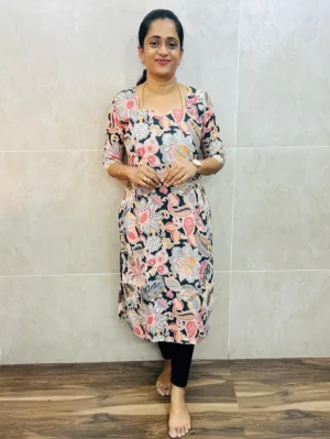 Printed premium mul Chanderi silk top with cotton lining (straight cut)