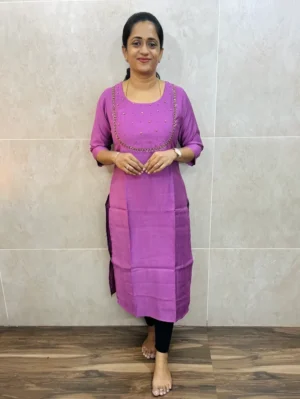 Premium soft silk top(full crepe lining)with exclusive handwork on yoke(straight cut)