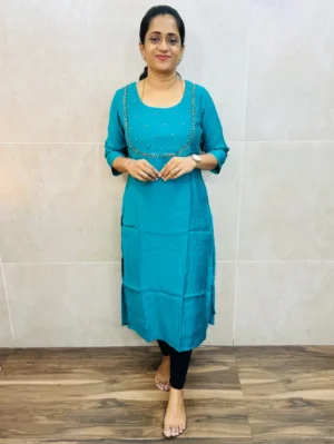 Premium soft silk top(full crepe lining)with exclusive handwork on yoke(straight cut)