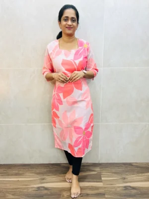 Printed premium mul Chanderi silk top with cotton lining (straight cut)