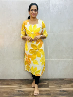 Printed premium mul Chanderi silk top with cotton lining (straight cut)
