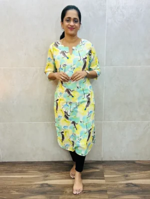 Printed premium mul Chanderi silk top with cotton lining (straight cut)
