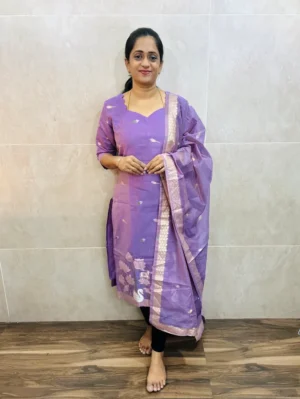 Soft Benarasi silk top (full cotton lining) with exclusive jamdani weaving paired with benarasi soft silk dupatta
