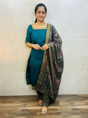 Pure cotton top(cotton lining) paired with printed cotton dupatta and cotton bottom(free size)