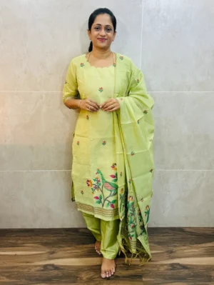 Soft Benarasi silk top (full cotton lining) with exclusive jamdani weaving paired with benarasi soft silk dupatta and silk bottom