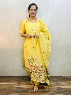 Soft Benarasi silk top (full cotton lining) with exclusive jamdani weaving paired with benarasi soft silk dupatta and silk bottom