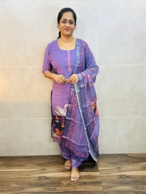 Linen cotton top(cotton lining) paired with linen cotton dupatta and santoon bottom(free size)