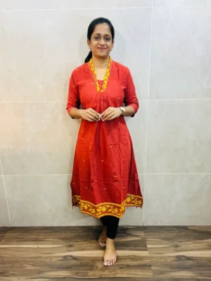 Pure handloom cotton top with allover thread woven buttas(Aline pattern)