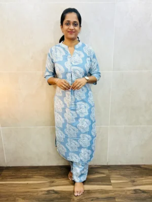 Printed rayon top paired with printed rayon bottom(semi palazzo)