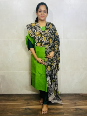 Pure cotton top (cotton lining) paired with Kalamkari dupatta and Kalamkari bottom (straight cut)