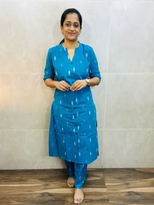 Pure handloom cotton top(cotton lining) paired with pure handloom cotton bottom(free size)