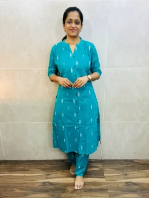 Pure handloom cotton top(cotton lining) paired with pure handloom cotton bottom(free size)