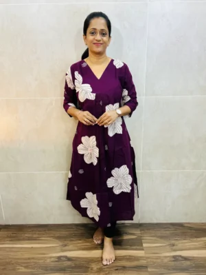 Printed jaipur cotton top(cotton lining)with centre pleat work on yoke(Aline pattern)