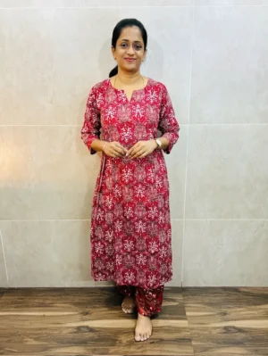 Printed rayon top paired with printed rayon bottom(semi palazzo)