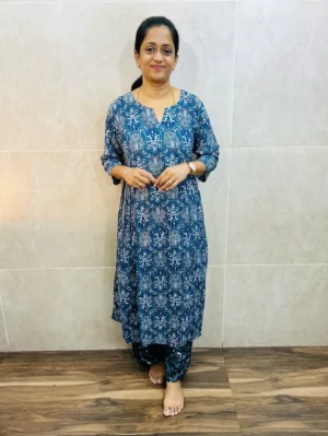 Printed rayon top paired with printed rayon bottom(semi palazzo)