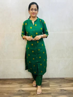 Pure handloom ikkat cotton top(cotton lining) paired with handloom cotton bottom(straight cut)