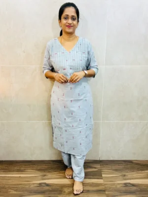 Pure handloom cotton top(cotton lining) paired with pure handloom cotton bottom(free size)