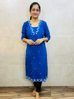 Pure handloom cotton top with all over thread woven buttas (straight cut)