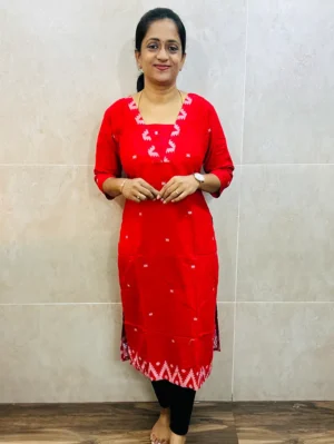 Pure handloom cotton top with all over thread woven buttas (straight cut)