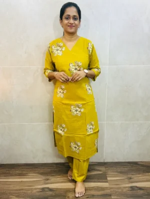 Printed Jaipur cotton top (cotton lining) paired with cotton bottom (straight cut)