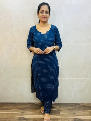 Pure handloom cotton top (cotton lining) with all over weaving paired with Handloom cotton bottom (free size)