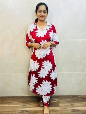 Soft rayon top (crepe lining) paired with rayon bottom (semi palazzo)