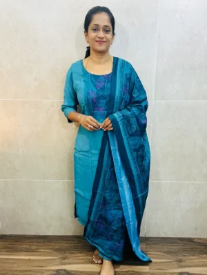 Soft muslin silk top (crepe lining) paired with muslin silk dupatta and silk bottom (straight cut)