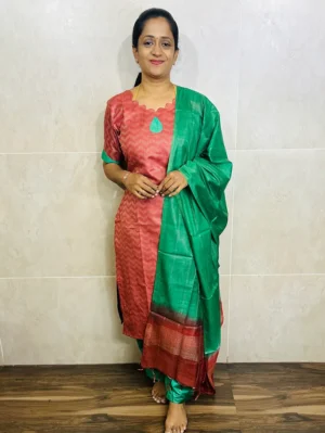 Semi Tussar top (cotton lining) with semi Tussar dupatta and semi Tussar bottom (free size)