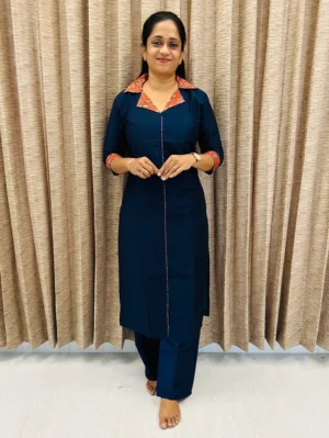 Semi raw silk top (cotton lining) paired with semi raw silk bottom (semi palazzo)