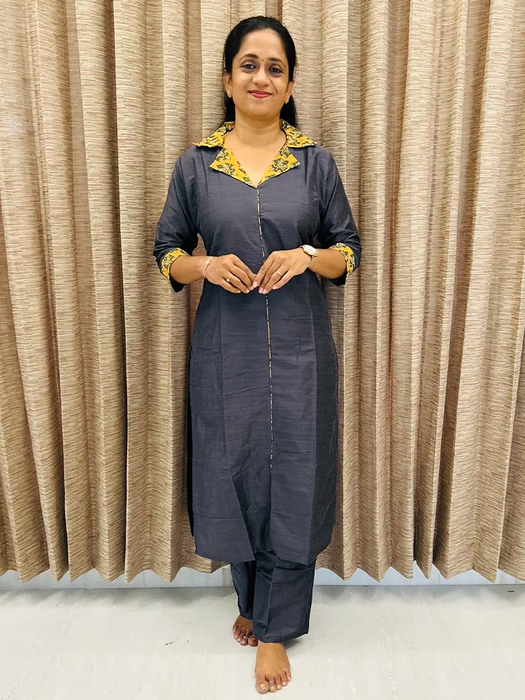 Semi raw silk top (cotton lining) paired with semi raw silk bottom (semi palazzo)