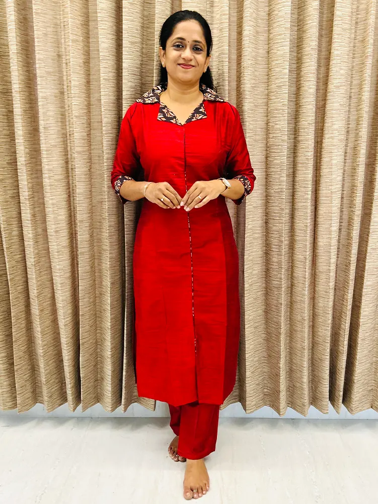 Semi raw silk top (cotton lining) paired with semi raw silk bottom (semi palazzo)