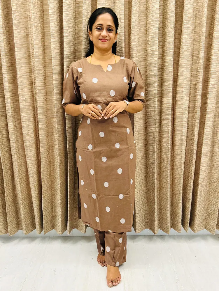 Pure handloom cotton top (cotton lining) with all over weaving paired with Handloom cotton bottom (semi palazzo)