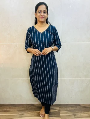 Pure handloom cotton top (cotton lining) with allover thread weaving sand hand worked yoke (straight cut)