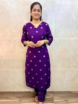 Printed Soft silk cotton top (crepe lining) paired with soft silk cotton bottom (semi palazzo)