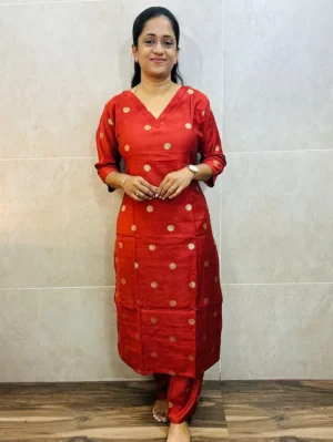 Printed Soft silk cotton top (crepe lining) paired with soft silk cotton bottom (semi palazzo)