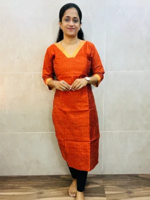 Textured Semi raw silk top (cotton lining) with allover zari woven buttas (straight cut)