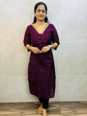 Textured Semi raw silk top (cotton lining) with allover zari woven buttas (straight cut)