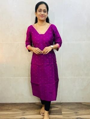 Textured Semi raw silk top (cotton lining) with allover zari woven buttas (straight cut)