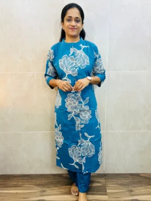 Printed Jaipur cotton top (cotton lining) paired with cotton bottom (semi palazzo)