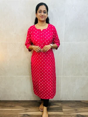 Handblock printed textured soft cotton top with cotton lining (straight cut)