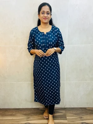 Handblock printed textured soft cotton top with cotton lining (straight cut)