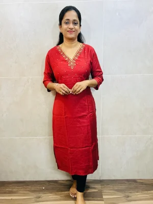 Soft silk cotton top (crepe lining) with handworked yoke (straight cut)