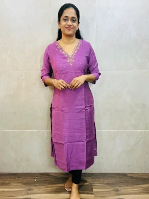 Soft silk cotton top (crepe lining) with handworked yoke (straight cut)