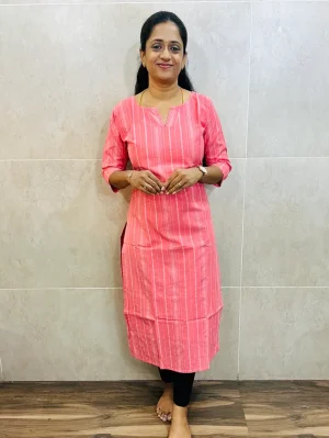 Handloom cotton top (cotton lining) with all over thread weaving butta